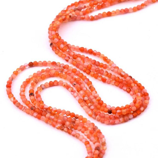 Round carnelian faceted beads 2mm - hole: 0.8mm - 38mm thread (1)