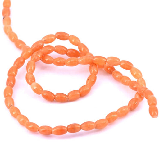 Oval rice bead in orange aventurine 6.5x4.5mm (1strand-38cm)