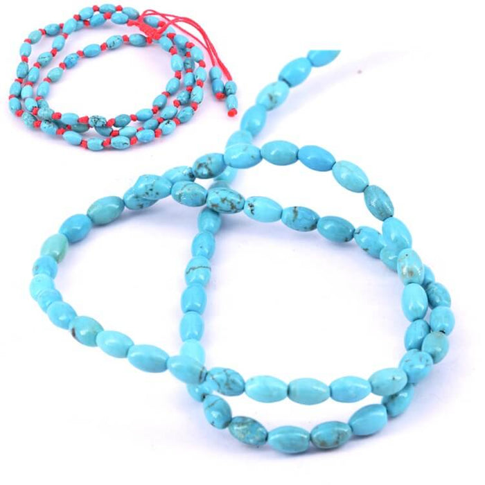 Oval rice bead in turquoise magnesite 6x4mm (1strand-39cm)