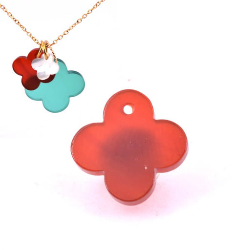 Buy Red agate clover cross pendant 13mm - hole: 1mm (1)