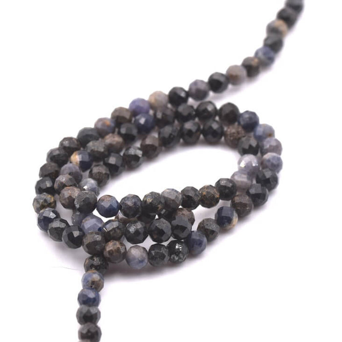 Round faceted bead corundum natural sapphire 3.5mm (1 Strand-38cm)