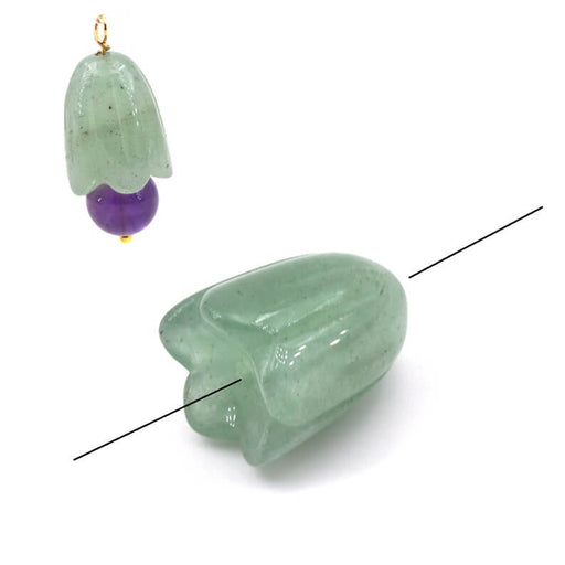 Carved bell bead in green aventurine 15x11mm (1)