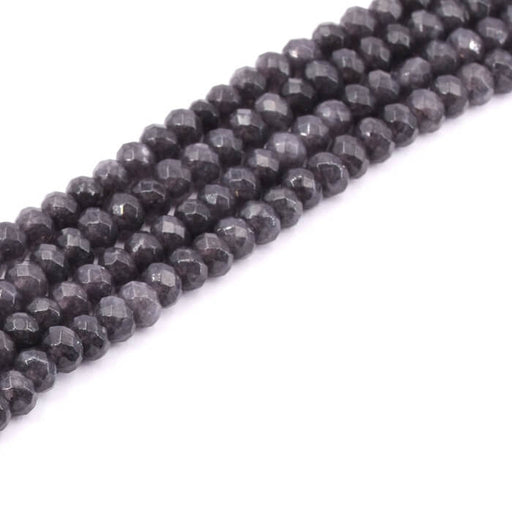 Buy Dark Gray tinted jade faceted rondelle beads 4mm-Hole: 0.5mm (1 strand-34cm)