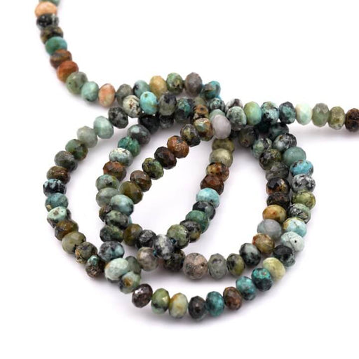 Buy African turquoise faceted rondelle beads 4x2mm - Hole: 0.5mm (1)