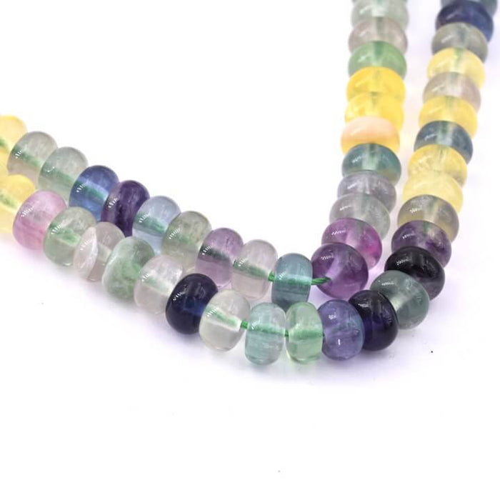 Fluorite donut rondelle bead 8x4mm - Hole: 1mm (1 Strand-18cm)