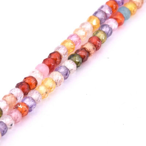 Mix color zircon faceted rondelle bead 3x2mm (1 strand-37cm)