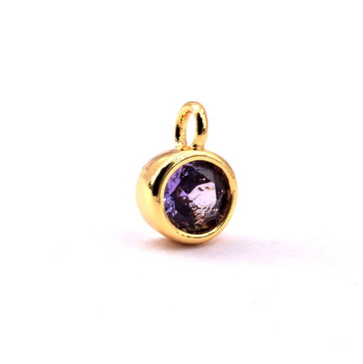 Buy Purple zircon charm Golden brass 9mm - Hole: 2mm (1)