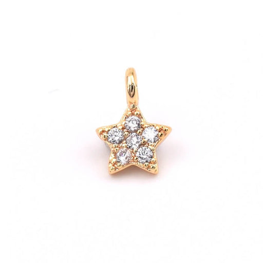 Star charm pendant paved with crystal zircon Gold metal 8x5mm (1)