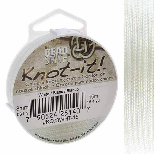 Buy Braided nylon wire cord - 0.8mm - White - 15m spool (1)