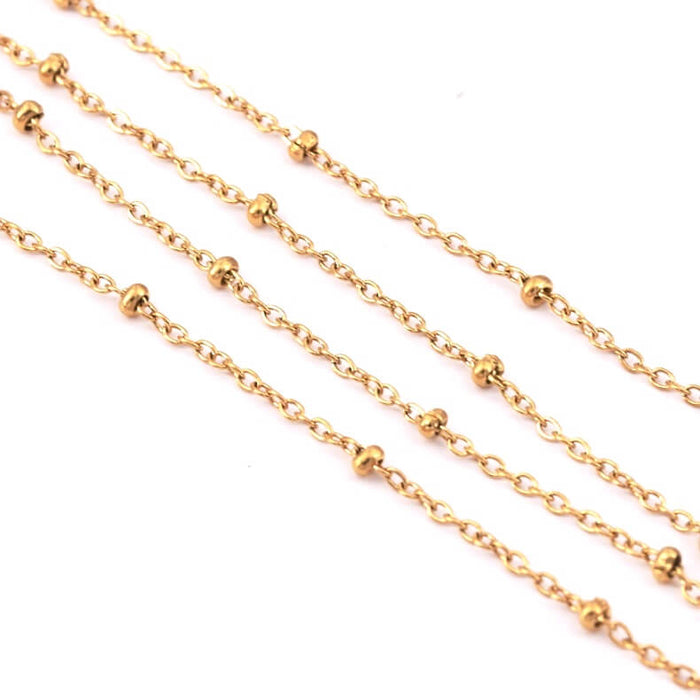 Chain satellite Steel GOLD - 1.5mm beads 2mm (50cm)