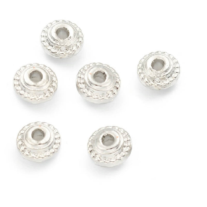 Heishi Bicone Beads Rhodium Plated Quality -5x3mm, Hole: 1.1mm (10)