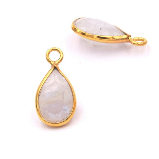 Drop Pendant Moonstone - 925 Silver gilded with fine GOLD 10x7mm (1)