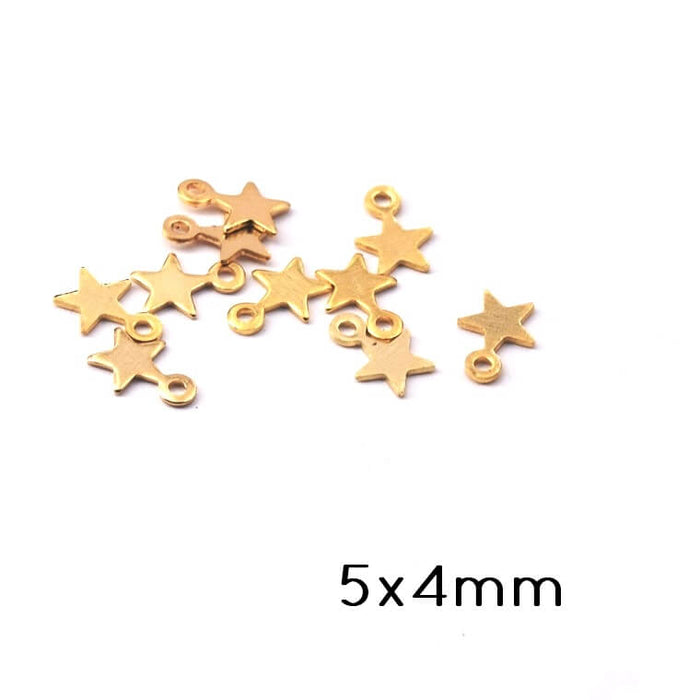 Tiny Charm Star Shape Golden Brass Quality 5x4mm (10)