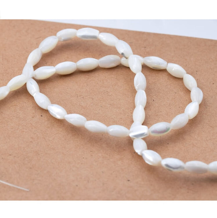 Rice Beads Shell Natural White 6-7x4-5mm (1strand-38cm)