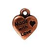 Made with love heart charm metal antique copper plated 12.4mm (1)