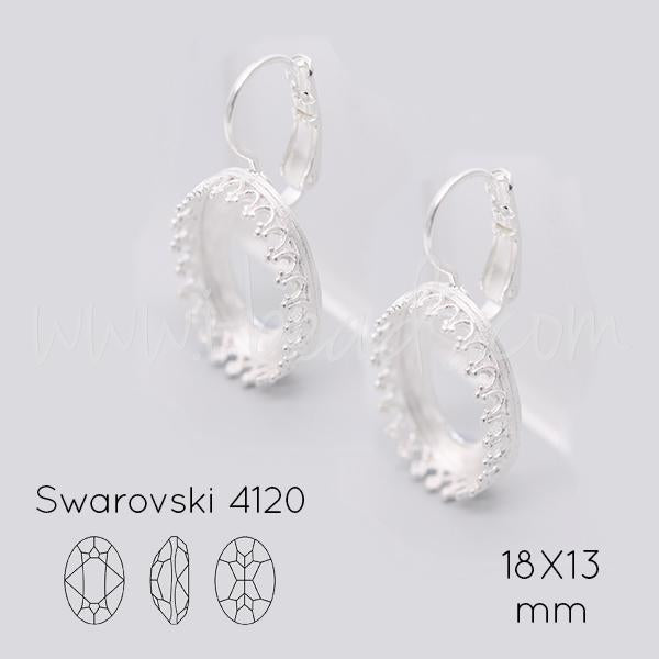 Vintage earrings settings for Swarovski 4120 18x13mm silver plated