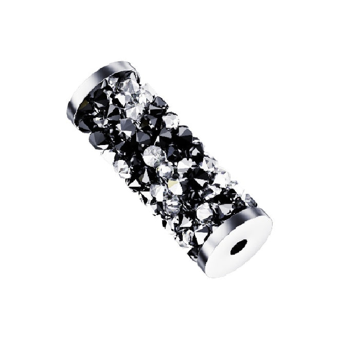 Swarovski 5950 Fine rocks tube crystal-jet 15 mm Steel (1)